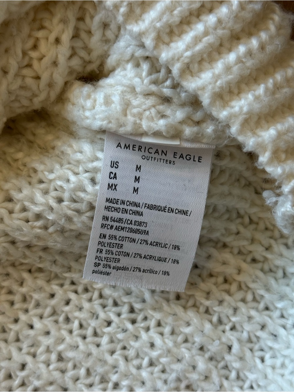 American Eagle oversized cream cable knit sweater - Picture 7 of 7